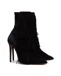 Bottines en daim à franges noires Aquazzura