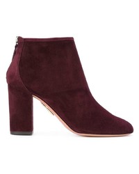 Bottines en daim bordeaux Aquazzura