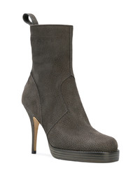 Bottines en daim gris foncé Rick Owens