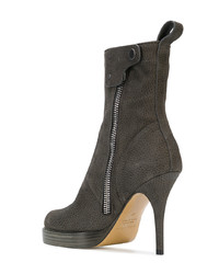 Bottines en daim gris foncé Rick Owens