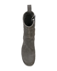 Bottines en daim gris foncé Rick Owens