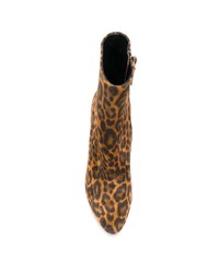 Bottines en daim imprimées léopard marron Saint Laurent