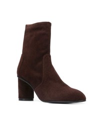 Bottines en daim marron foncé Stuart Weitzman