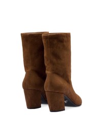 Bottines en daim marron Prada