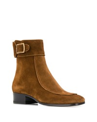 Bottines en daim marron Saint Laurent