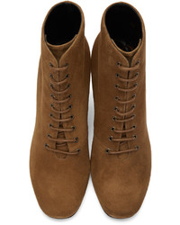 Bottines en daim marron Saint Laurent