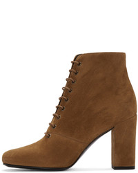 Bottines en daim marron Saint Laurent