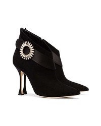 Bottines en daim noires Manolo Blahnik