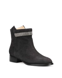 Bottines en daim ornées gris foncé Fabiana Filippi