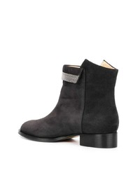 Bottines en daim ornées gris foncé Fabiana Filippi