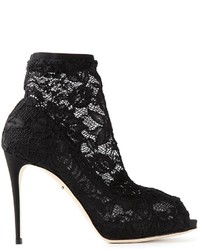 Bottines en dentelle découpées noires Dolce & Gabbana