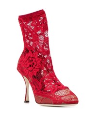 Bottines en dentelle rouges Dolce & Gabbana
