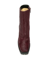 Bottines en poils de veau bordeaux Jimmy Choo