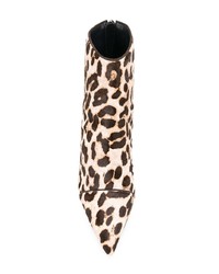 Bottines en poils de veau imprimées léopard marron clair Alexandre Birman