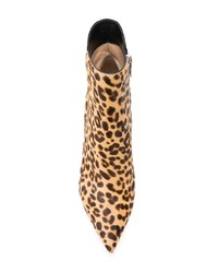 Bottines en poils de veau imprimées léopard marron clair Gianvito Rossi