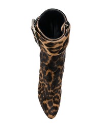 Bottines en poils de veau imprimées léopard marron Saint Laurent