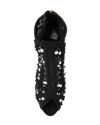 Bottines en toile découpées noires Dolce & Gabbana