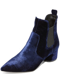 Bottines en velours bleu marine