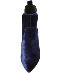 Bottines en velours bleu marine