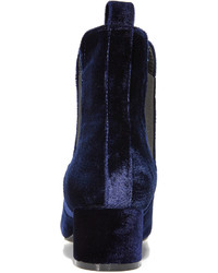 Bottines en velours bleu marine