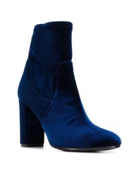 Bottines en velours bleu marine Via Roma 15