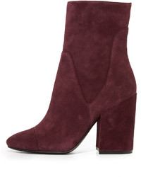 Bottines en velours bordeaux