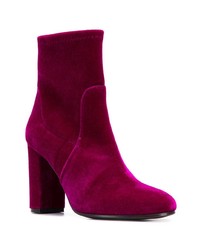 Bottines en velours fuchsia Via Roma 15