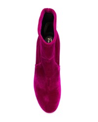 Bottines en velours fuchsia Via Roma 15