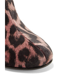 Bottines en velours imprimées léopard marron Stella McCartney
