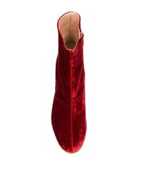 Bottines en velours rouges RED Valentino