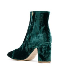 Bottines en velours vert foncé Polly Plume