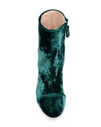 Bottines en velours vert foncé Polly Plume