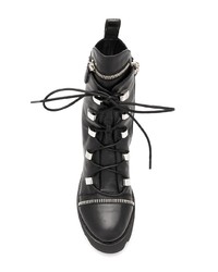 Bottines plates à lacets en cuir à clous noires Giuseppe Zanotti Design