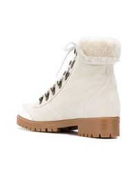 Bottines plates à lacets en cuir blanches Mr & Mrs Italy