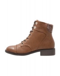 Bottines plates à lacets en cuir marron Call it SPRING