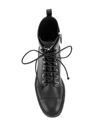 Bottines plates à lacets en cuir noires Giuseppe Zanotti Design
