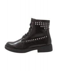 Bottines plates à lacets en cuir noires Marco Tozzi