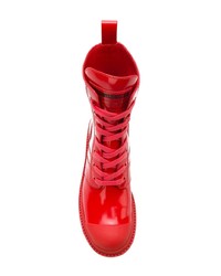 Bottines plates à lacets en cuir rouges Marc Jacobs