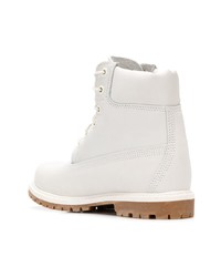 Bottines plates à lacets en daim blanches Timberland