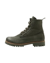 Bottines plates à lacets olive Blackstone