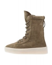 Bottines plates à lacets olive Bronx