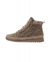 Bottines plates à lacets olive Jana