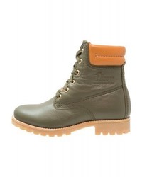 Bottines plates à lacets olive Panama Jack