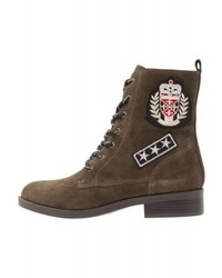 Bottines plates à lacets olive SPM