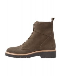 Bottines plates à lacets olive Zign