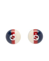 Boucles d'oreilles blanc et rouge et bleu marine