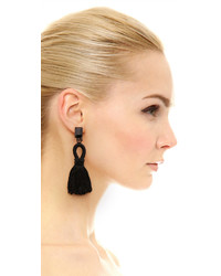 Boucles d'oreilles noires Oscar de la Renta