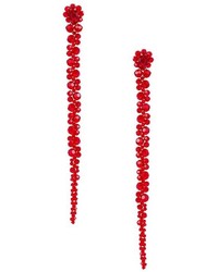 Boucles d'oreilles ornées de perles à fleurs rouges