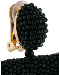 Boucles d'oreilles ornées de perles noires Oscar de la Renta
