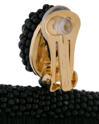 Boucles d'oreilles ornées de perles noires Oscar de la Renta